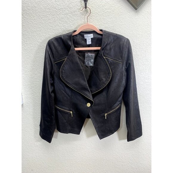 Soft Surroundings Tribeca Vegan Leather Brown Jacket S - Picture 4 of 9